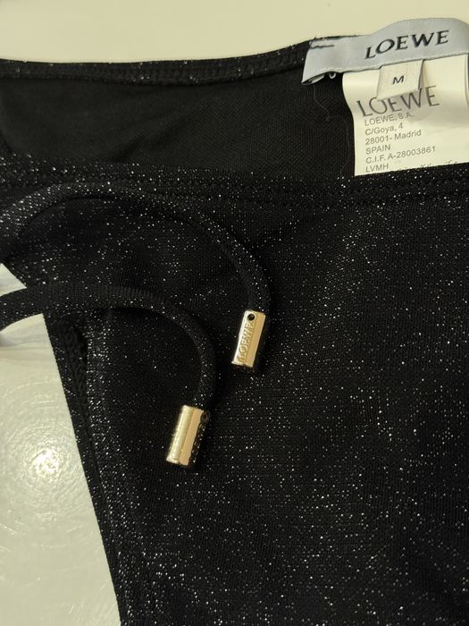 Купальник Loewe чорний сяючий М блискучий з блискітками на зав’язках