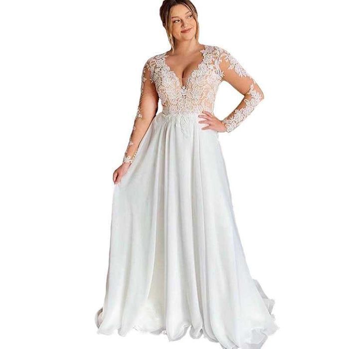 Suknia ślubna #21 koronka długi rękaw cielista rozmiar 36 S