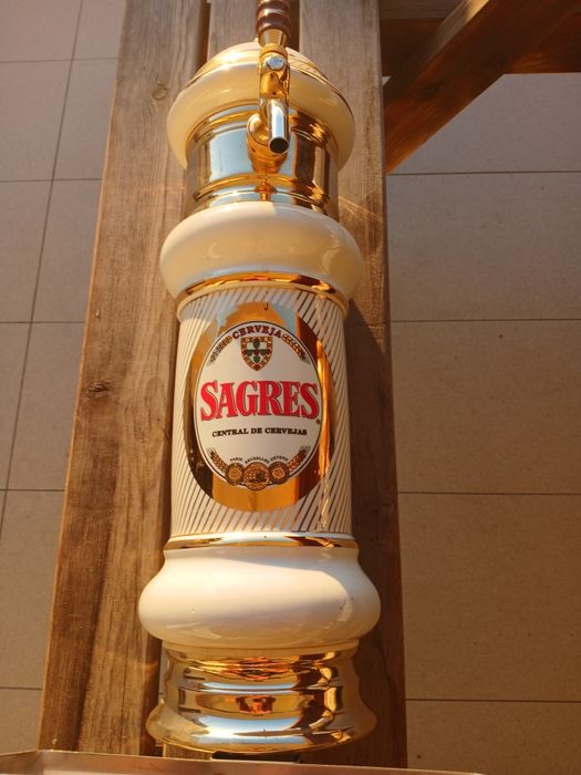 Coluna/tiragem de cerveja vintage em cerâmica/porcelana