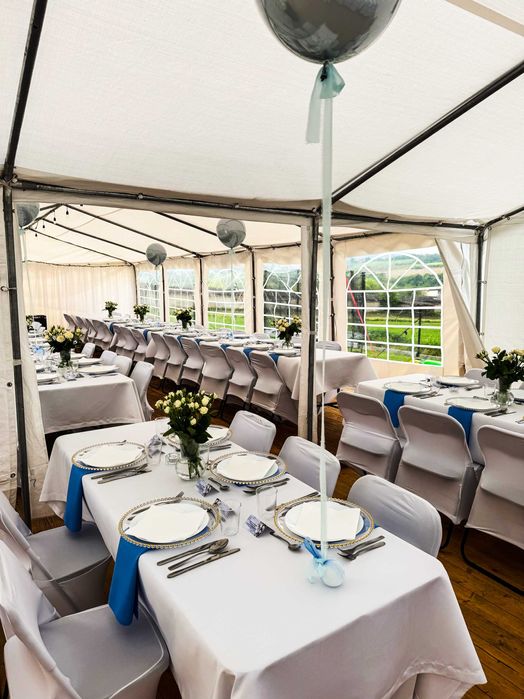 Wynajem namiotów imprezowych - stoły, krzesła, drewniany parkiet !