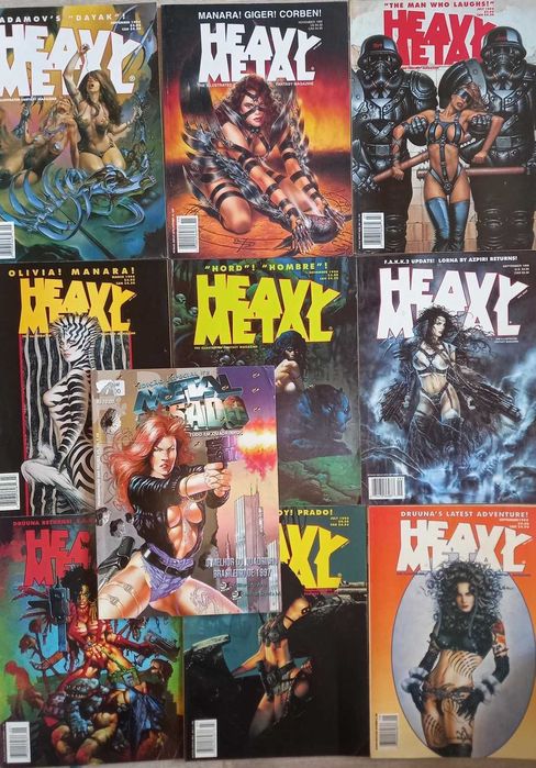 Heavy Metal (9 revistas importadas) + Metal Pesado (Brasil) – anos 90
