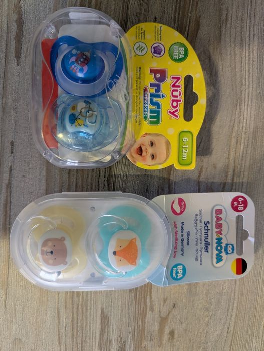 Продам соски, пустушки, дурники nuby, baby nova 6-18 м