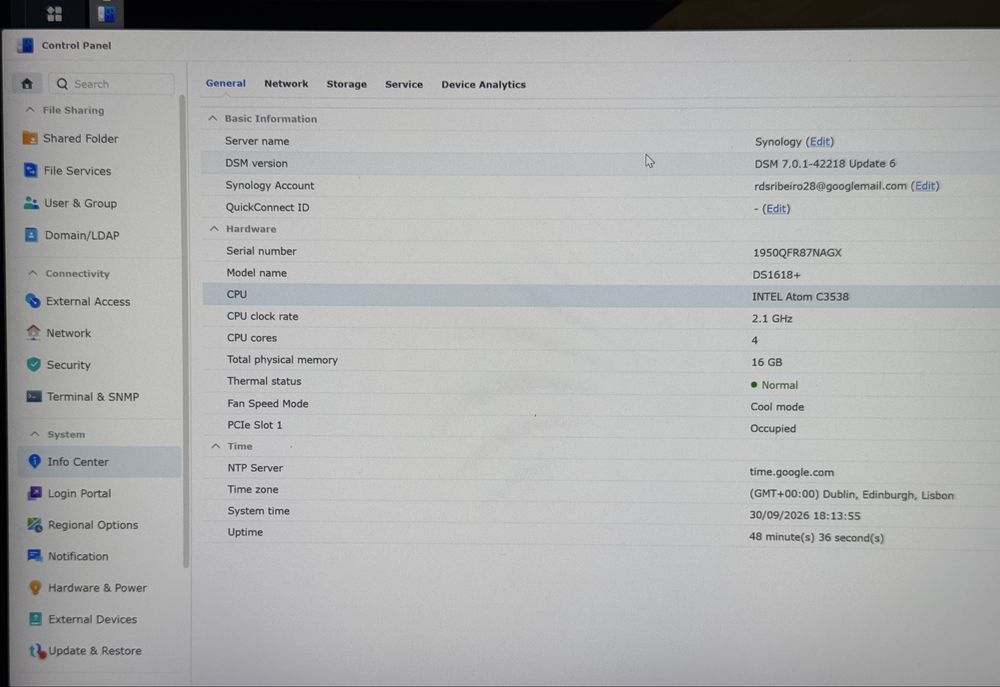 Synology NAS DS1618+ 16GB RAM
