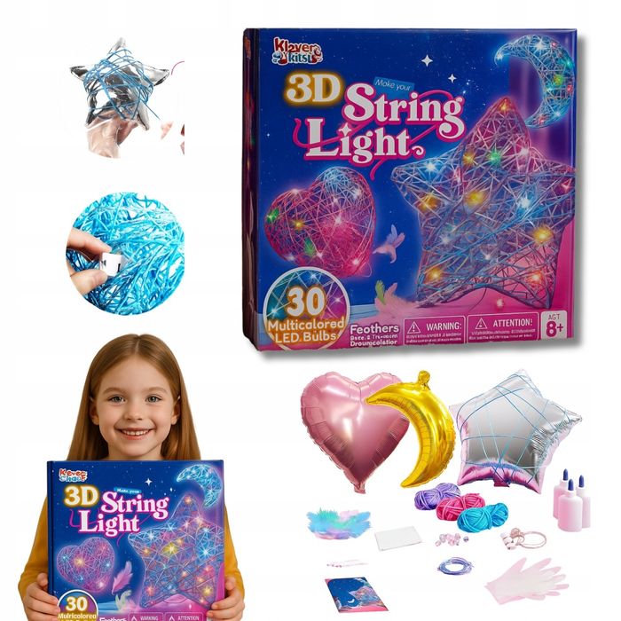 Klever Kita 3D String Art Kit Zestaw Nici Artystyczny Dla Dzieci Led
