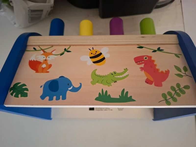 Brinquedo madeira – Banco de pinos bater pinos educativo (sem martelo)