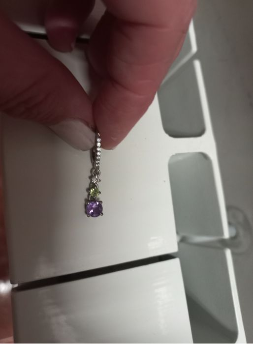 Серьги серебро, аметист ,перидот