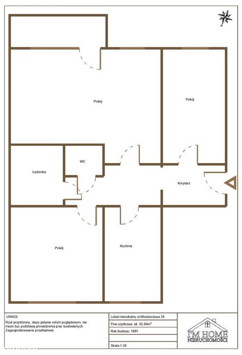3 pokoje w centrum Torunia | loggia | Młodzieżowa