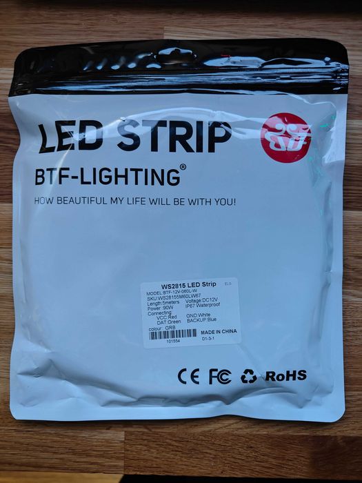 Taśma led WS2815 RGBIC IP67 5M adresowalna cyfrowa DC12V BTF-LIGHTING