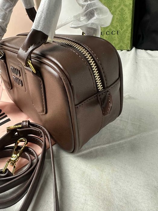 Torba biznesowa komplet Torebka damska Miu Miu czekoladowa kuferek