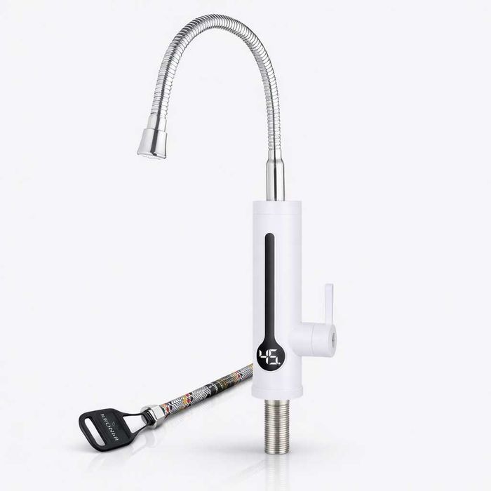 Кран-водонагрівач Wezer, гнучкий вилив дисплей температури, шланг 60см