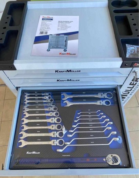 Carrinhos ferramentas 8 gavetas completas p/lateral marca Kraftmuller