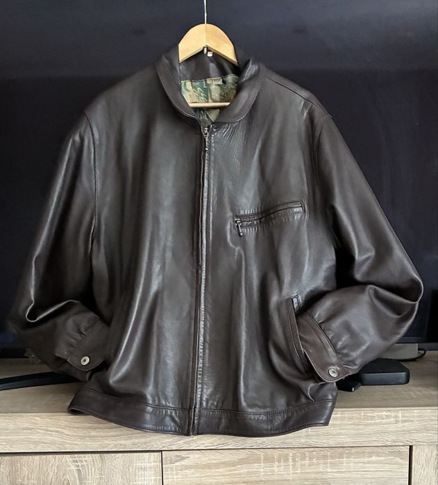 Kurtka skórzana vintage r. 54 czekoladowa skóra naturalna męska damska XL XXL
