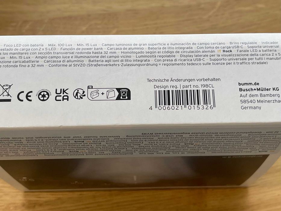 Lampka rowerowa przednia busch+muller IXON Rock 100 LUX USB-C [O-B10]