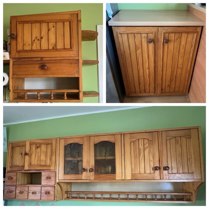 Drewniane meble kuchenne sosnowe / styl rustykalny / retro / domek letniskowy