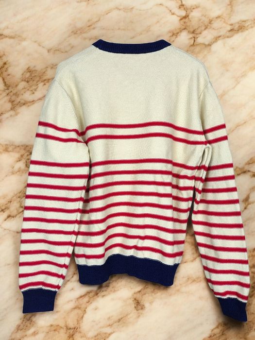 Beżowy sweter Gucci w czerwone paski