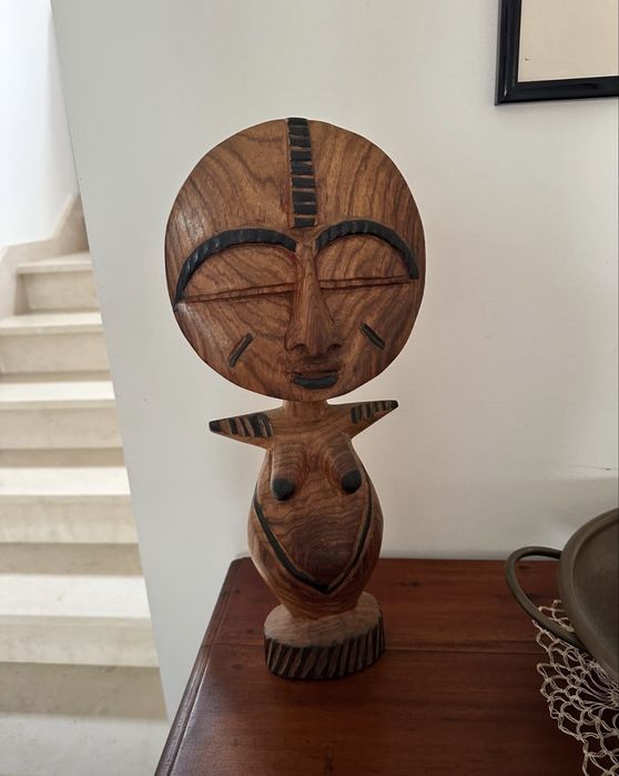Estatueta Africana de Madeira Akua'ba (Povo Ashanti) - Vintage