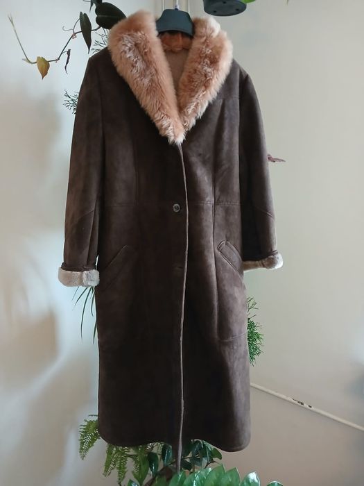 Kożuch damski brązowy