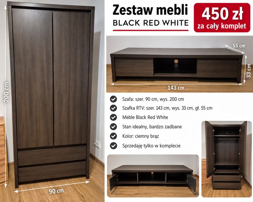 Zestaw mebli Black Red White – 300 zł