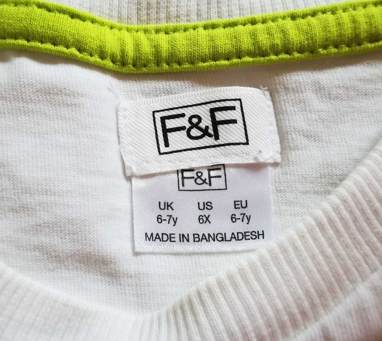 Biały T-shirt chłopięcy, F&F, 6-7 lat, 122 cm,