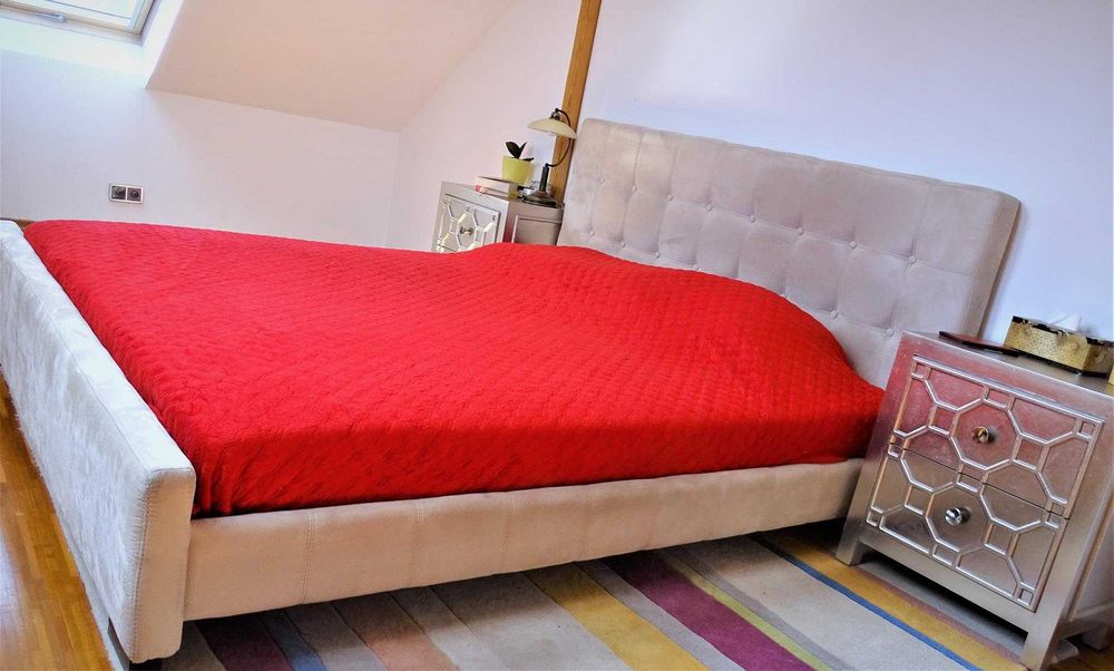 Łóżko KING SIZE 180 AlmiDecor wraz ze stelażem i 2 szafkami- jak NOWE