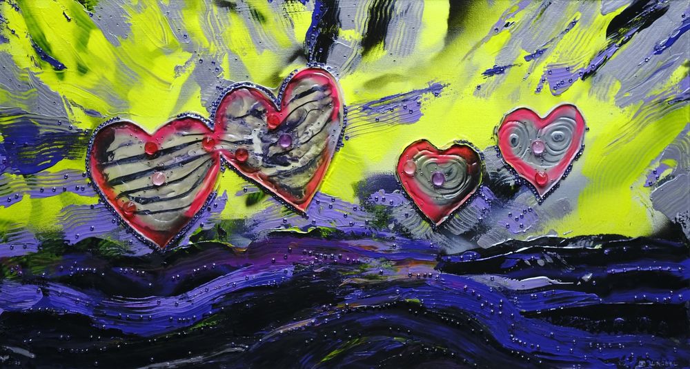 Obraz akrylowo żywiczny na płótnie 55x100cm / 2025 walentynkowy