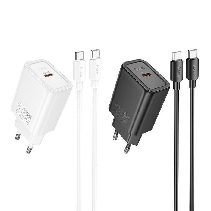 Ładowarka sieciowa do telefonu Hoco USB C QC PD 20W + kabel USB C do