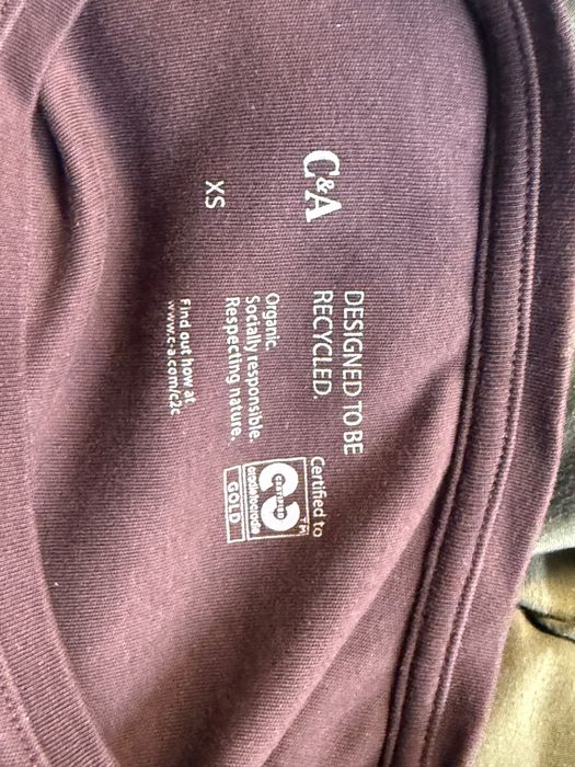 Brązowa bluzka C&A rozm. XS | Bawełna organiczna | 3/4 rękaw