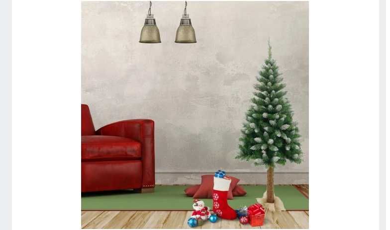 CHOINKA Sztuczna Na Pniu Gęsta Jak Żywa Premium OŚNIEŻONA 180 cm