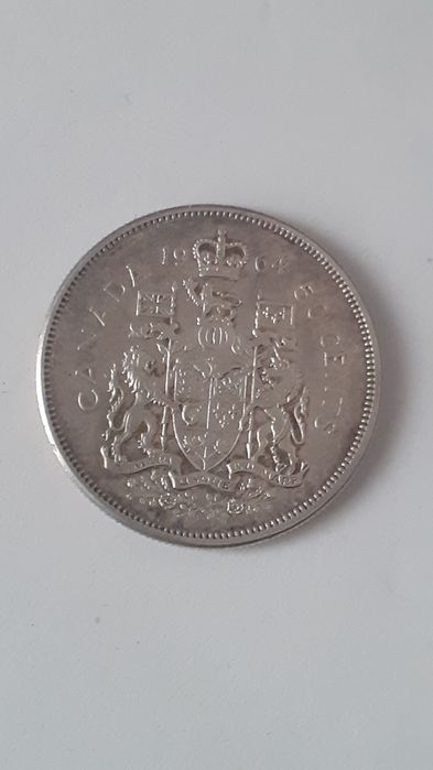 Moeda em prata de 50 cents canada 1964