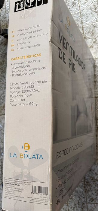 Ventoinha de Pé 40W com Comando e Temporizador Nova