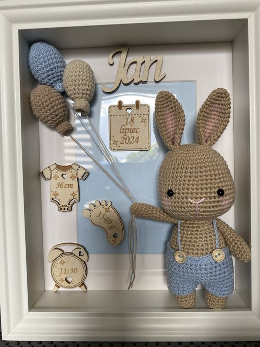 Ramka metryczka Jan handmade szydełko