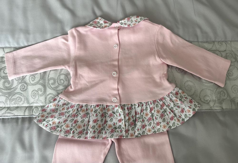 Fato Rosa Flores Bebé 6M NOVO