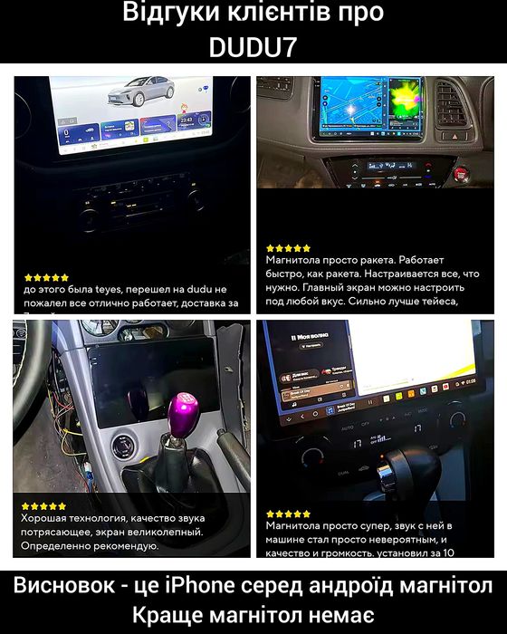 Android-магнітола DUDU7 QLED CarPlay 4G камери 360 USB навігація DSP