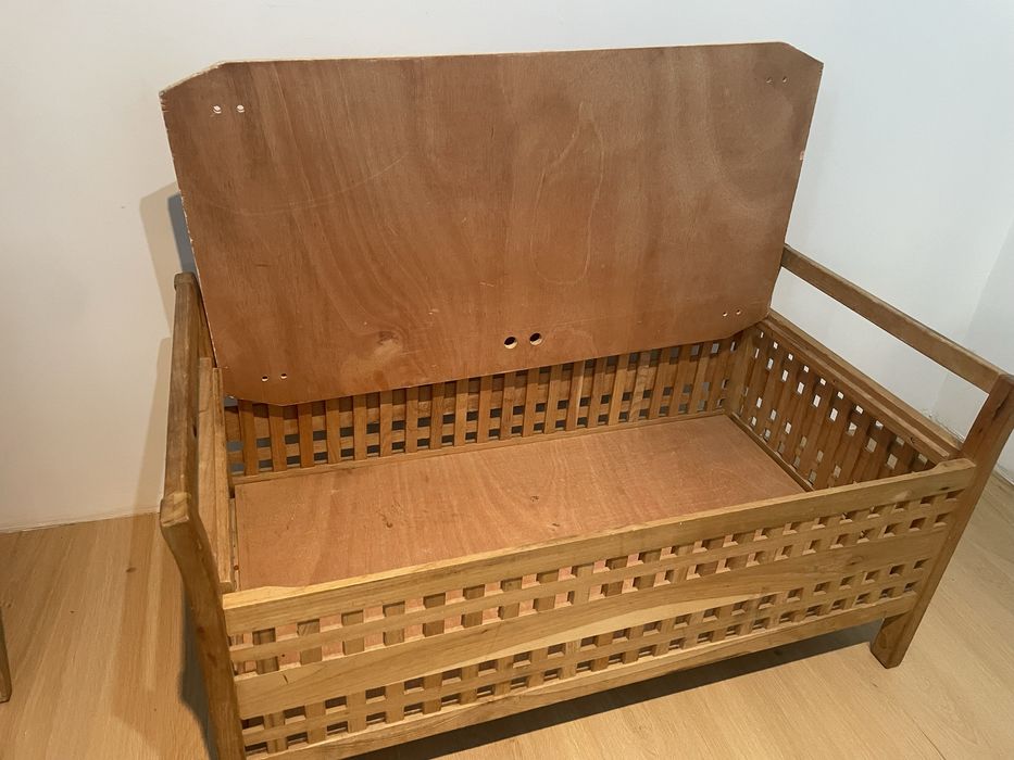 Drewniana ławka / skrzynia z siedziskiem – schowek n