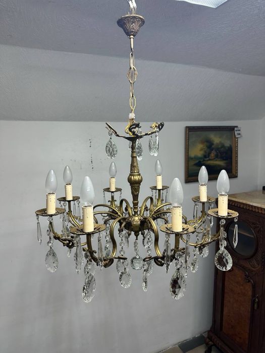 Люстра бронзова кришталь підвісний світильник  хрусталь  7600