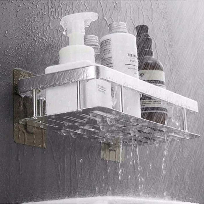 2 szt półka pod prysznic srebrna stalowa samoprzylepna ścienna