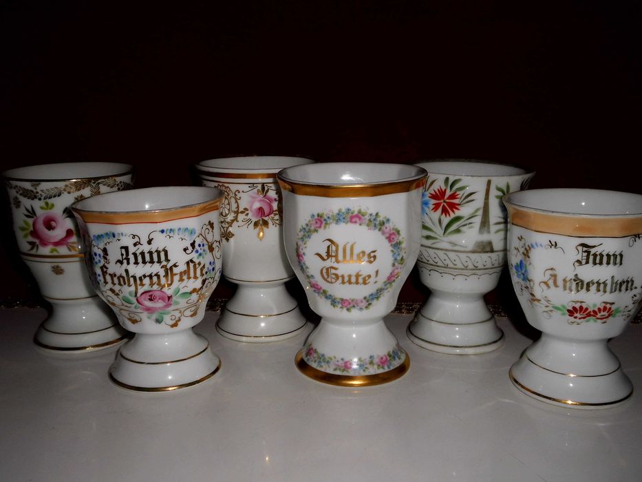 Kolekcja Pucharków MAZAGRAN.Biedermeier XIX w. Ręcznie Malowane.6.szt.