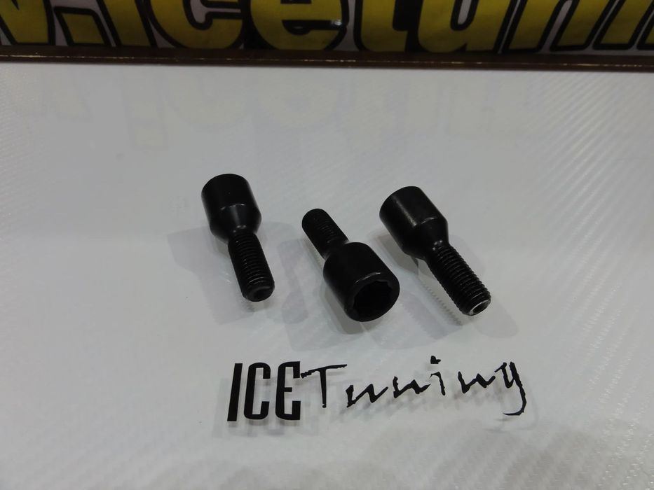 Pernos em preto ou cinza Cônicos de aperto interior disponível em 12 x 1.25 / 12 x 1,5 / 14 x 1,25 / 14 x 1,50