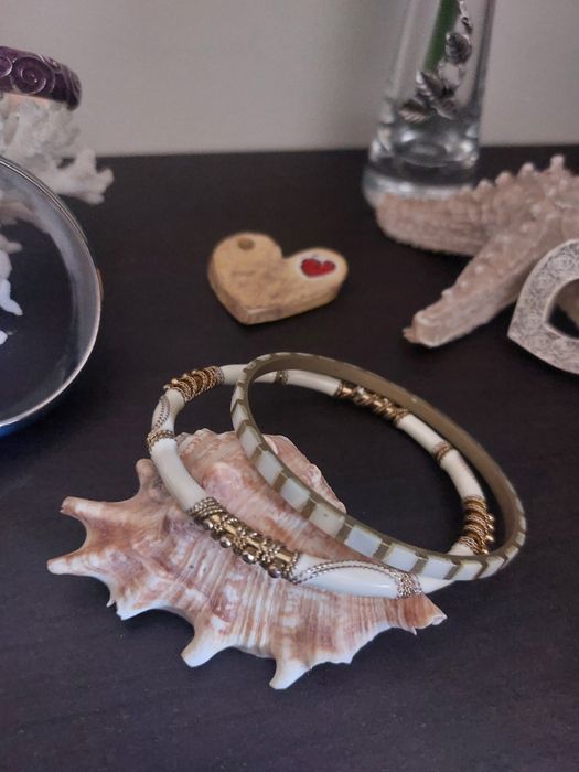 Pulseiras pendentes e pregadeira