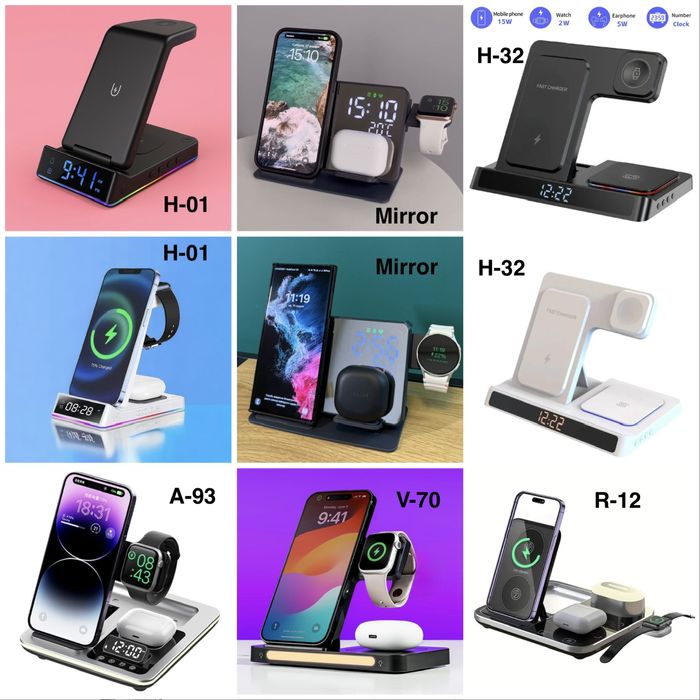 Бездротова зарядка Apple Watch iPhone, Док-Станція Samsung Дзеркальна