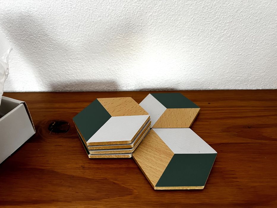 Areaware bases de copos design geometicas, novas na caixa