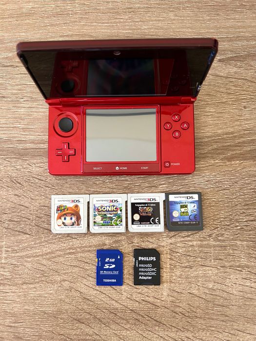 Título: Nintendo 3DS Vermelha (Edição Especial) - DESBLOQUEADA + 4 Jogos + Caixa + Bolsa transporte