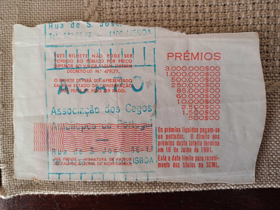 Bilhetes de lotaria antigos - colecção