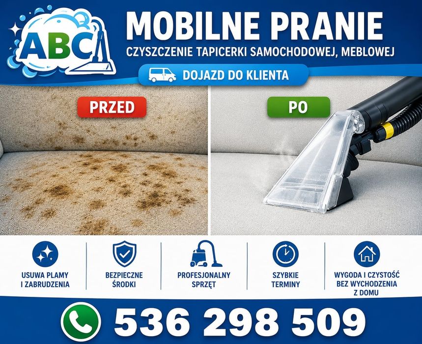 Pranie tapicerki meblowej i samochodowej Brzeg i okolice