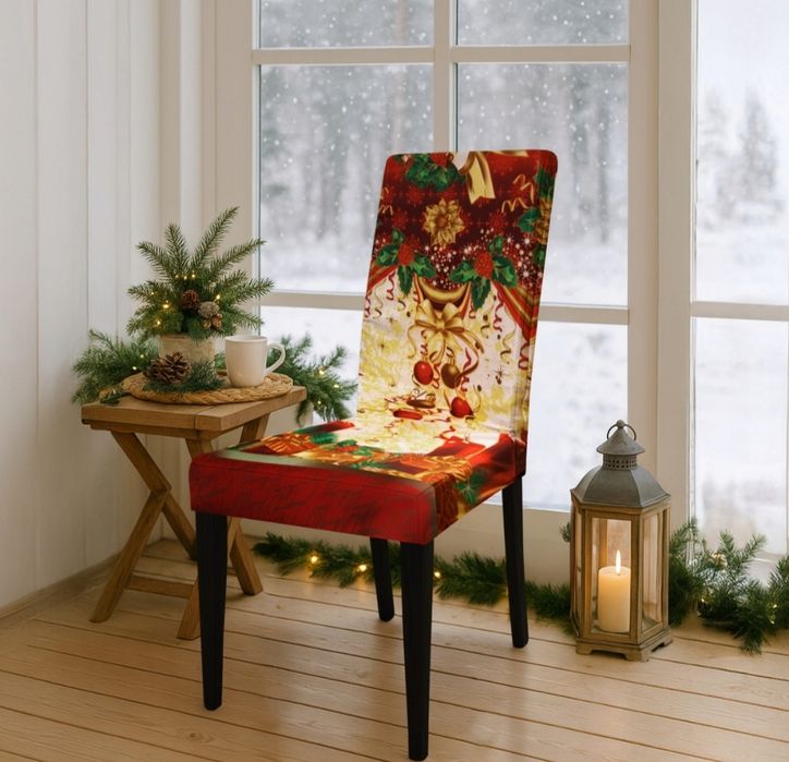 Elastyczny pokrowiec świąteczny na krzesło BOŻE NARODZENIE ozdoba