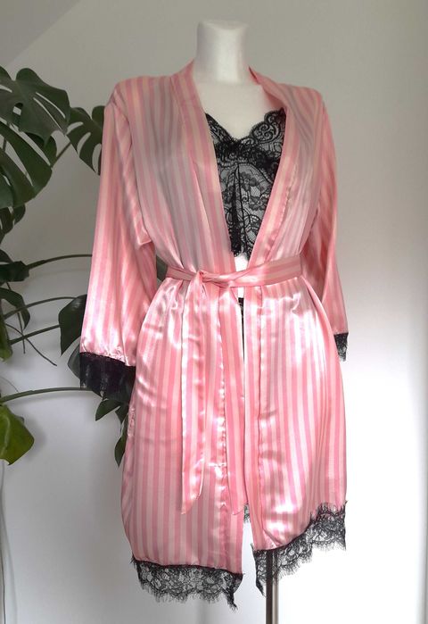 Elegancki komplet set zestaw do spania 4 częściowy piżama szlafrok top