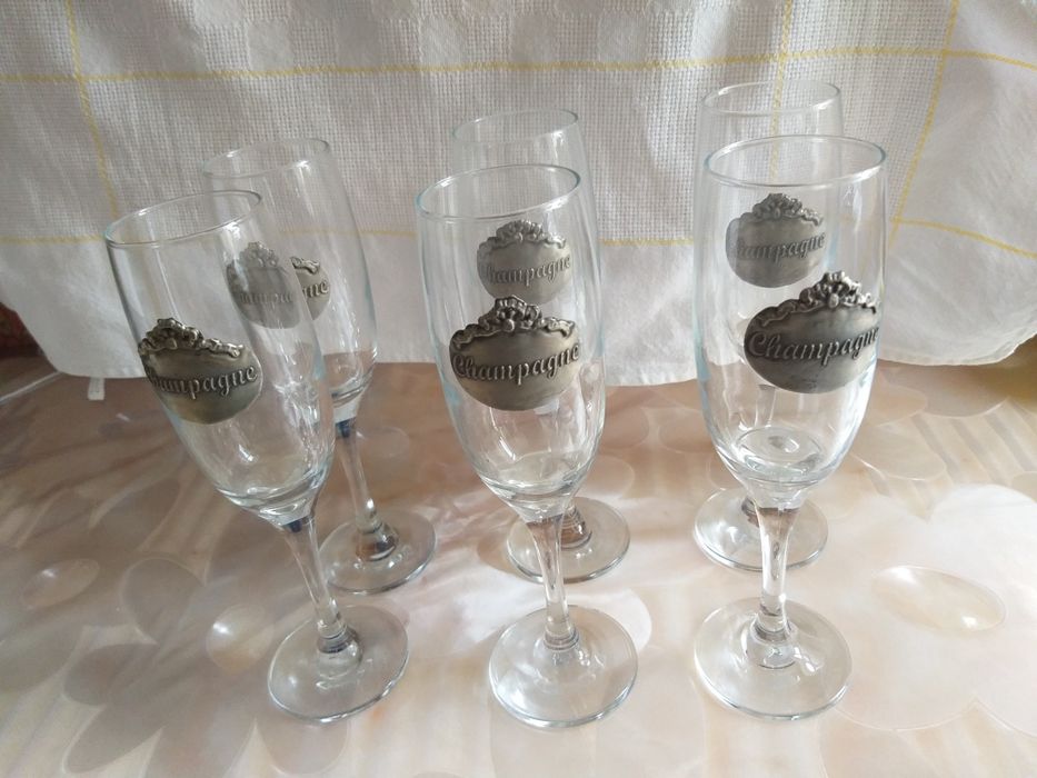Taças ou Flutes champagne com estanho