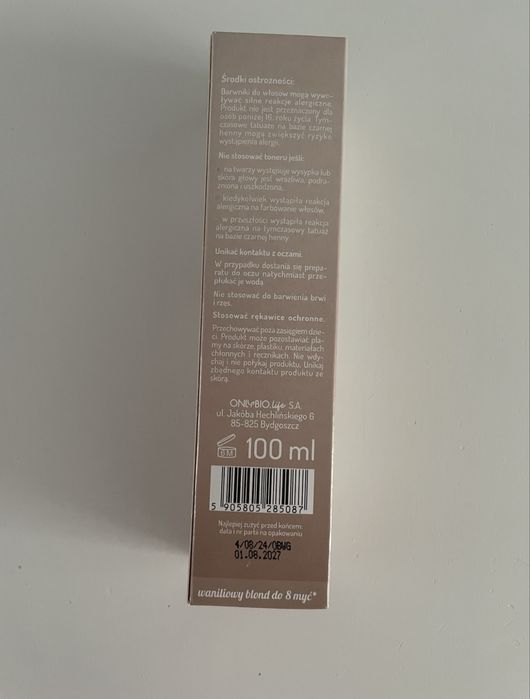 Nowy toner do wlosow waniliowy only bio