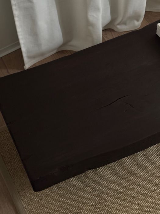 Dębowy stolik kawowy solid oak coffee table ciemny brąz rustykalny