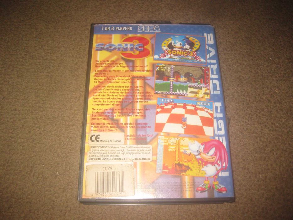 Jogo "Sonic 3" para Sega Mega Drive/Completo/Com 2 Manuais!